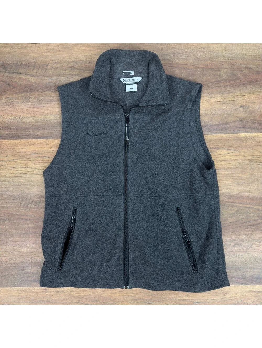 Columbia Mens Fleece Vest Charcoal Gray Full Zip Medium